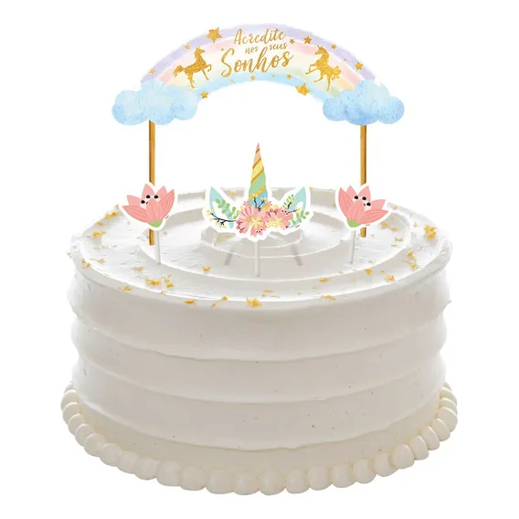 Topo Topper Decoração Bolo Festa Unicórnio 2 Foto 1