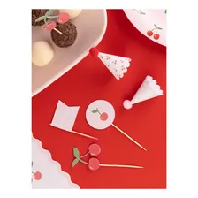 Topper Para Doces E Cupcakes Cereja Rosa - (10 Un) Premium Foto mini 3
