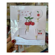 Topper Para Doces E Cupcakes Cereja Rosa - (10 Un) Premium Foto mini 4