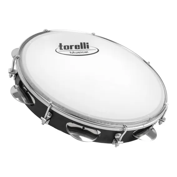 Torelli Pandeiro Preto 10 Pele De Nailon Tp309pr Aro De Aço Foto 1