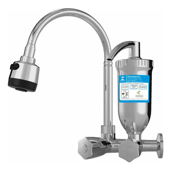 Torneira Abs filtro cozinha 1/4 de volta gourmet 2167 C50 cor prateado Injetplast Foto 1