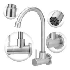 Torneira A莽o Inox Escovado Cozinha Parede Bica M贸vel 1/4 Acabamento Fosco Cor Cinza-escuro Foto mini 2