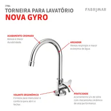 Torneira Banca Tubo Alta Nova Gyro Lavatório Fabrimar Tigre Acabamento Cromado Cor Prateado Foto mini  2