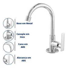 Torneira Banheiro Lavabo Bica Alta 1/4 De Volta Foto mini 3