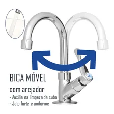 Torneira Banheiro Lavatório Bica Móvel ¼ Volta 100% Metal Foto mini 4