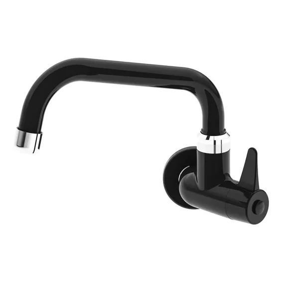 Torneira Bica U De Parede Para Cozinha 1156uihk 1/4 Dgwt Acabamento Cromado Cor Preto Foto 1