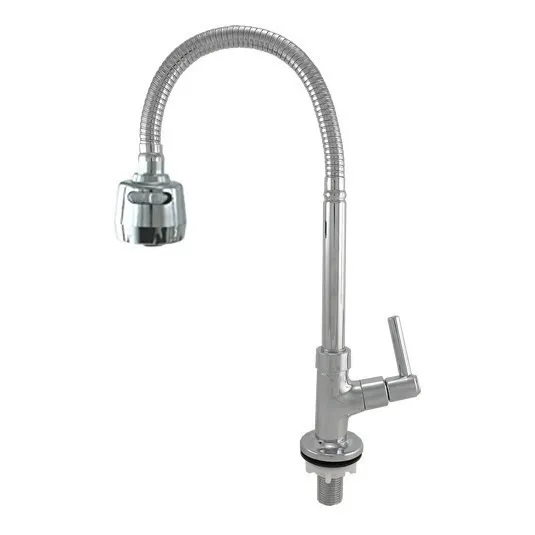 Torneira Com Bica M贸vel Tipo Gourmet Para Bancada C-80 Acabamento Brilhante Cor Prateado Foto 1