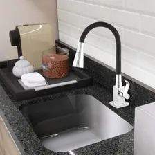 Torneira Cozinha Gourmet De Pia Torneira Flexivel Bancada Acabamento Torneira Pia Cozinha Flexível Gourmet Luxo 8598 Cor Preto Foto mini  3