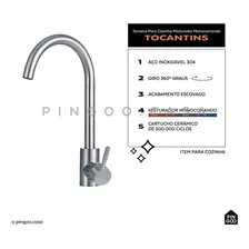 Torneira Cozinha Gourmet Misturador Inox Escovado Tocantins Cor Prateado Foto mini  2