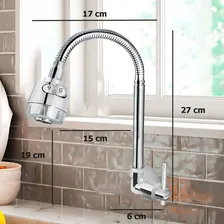 Torneira cozinha parede flexivel Torneira para Cozinha Articulável Arejador Monocomando bica movel economica gourmet alta qualidade resistente articulada 2 jatos Via Flix Cromada 1/4 de volta HidraMax Foto mini 4