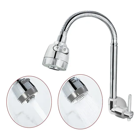 Torneira cozinha parede flexivel Torneira para Cozinha Articulável Arejador Monocomando bica movel economica gourmet alta qualidade resistente articulada 2 jatos Via Flix Cromada 1/4 de volta HidraMax Foto 1