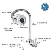 Torneira cozinha parede flexivel Torneira para Cozinha Articulável Arejador Monocomando bica movel economica gourmet alta qualidade resistente articulada 2 jatos Via Flix Cromada 1/4 de volta HidraMax Foto mini 3