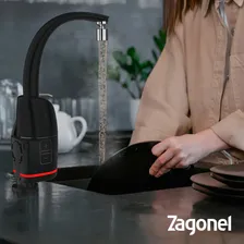 Torneira Eletrica Prima Parede E Bancada 127v Preta Zagonel Foto mini 4