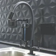 Torneira Filtro Gourmet Pia Cozinha Flexível Bancada Preta Cor Preto Foto mini 3