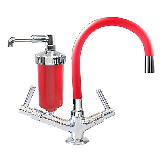 Torneira Filtro Luxo Flexível Vermelho Cozinha Pia Foto 1