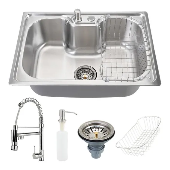 Torneira Gourmet + Cuba Inox E Acessórios Para Cozinha Cor Prateado Foto 1