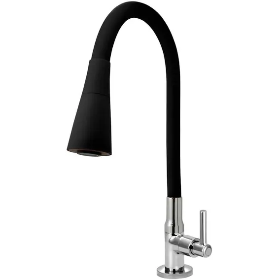 Torneira Gourmet Pia Cozinha Mesa Bancada Luxo Preta 2 Jatos Foto 1