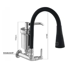 Torneira Gourmet Preta Cozinha 2 Jatos Com Filtro Parede Foto mini 3
