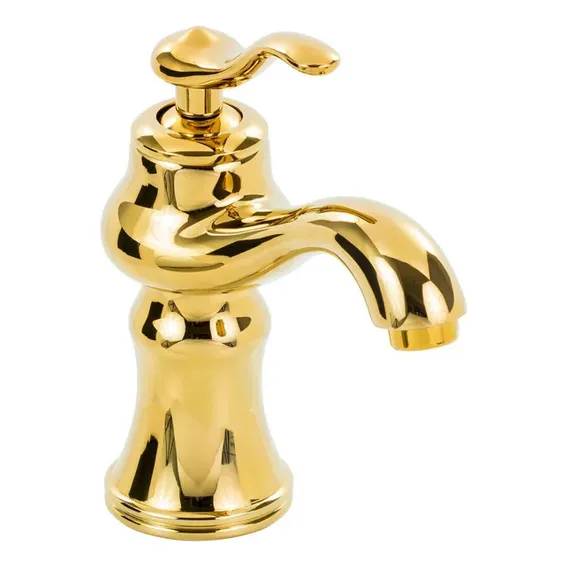 Torneira Lavabo Classica Misturador B. Baixa Gold Dourado Acabamento Brilhante Foto 1