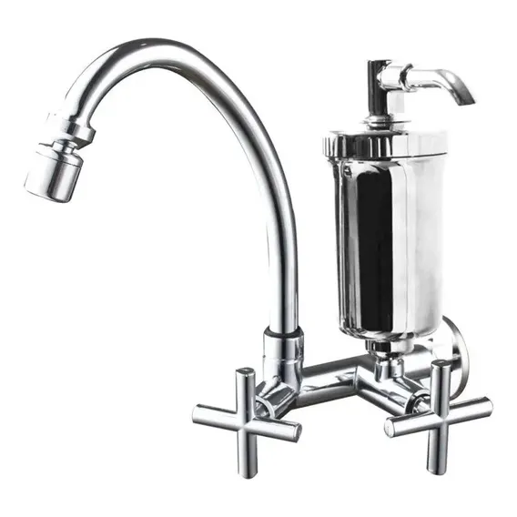 Torneira Metal Bica Movel Cozinha C/filtro Metal Higiban C34 Acabamento Brilhante Cor Prateado Foto 1