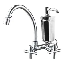 Torneira Metal Bica Movel Cozinha C/filtro Metal Higiban C34 Acabamento Brilhante Cor Prateado Foto mini 1