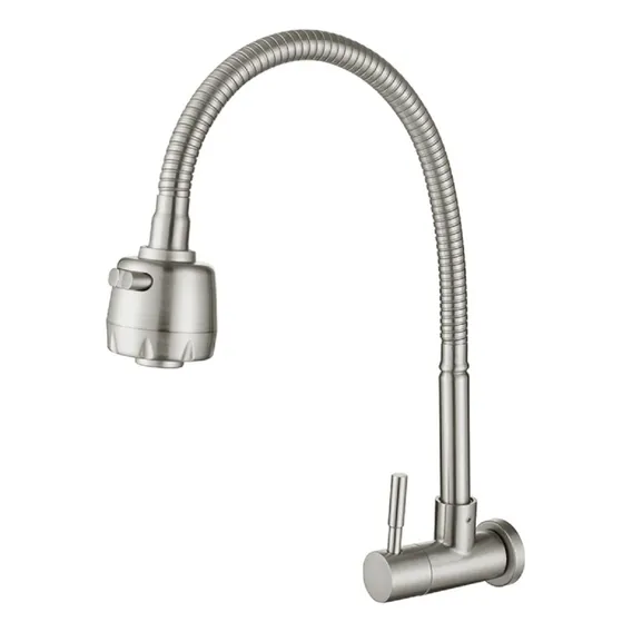 Torneira Metal Inox Gourmet Pia Cozinha Luxo Parede Foto 1