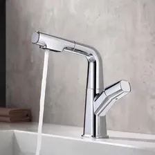 Torneira Misturador Banheiro Bancada Monocomando Flexivel Acabamento Brilhante Cor Prateado Foto mini  3