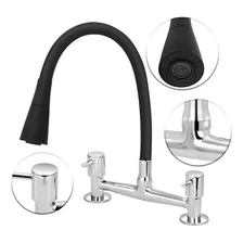 Torneira Misturador Gourmet Preto Flexível Cone Cozinha Mesa Foto mini  2