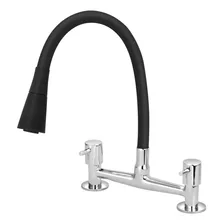 Torneira Misturador Gourmet Preto Flexível Cone Cozinha Mesa Foto  mini 1