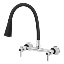 Torneira Misturador Gourmet Preto Flexível Cozinha Parede Foto mini 1