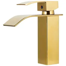 Torneira Monocomando Misturador Quadrada Dourada Gold Luxo Foto mini 1