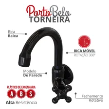 Torneira Multiuso Parede Bica Baixa Porto Belo Cor Preto DurÃn Foto mini 2