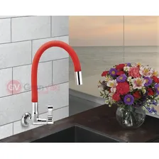 Torneira Para Cozinha Gourmet Colorida Vermelha Parede C82 Acabamento Sim Cor Vermelho Foto mini 2