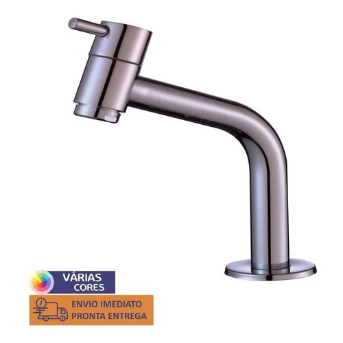 Torneira Para Lavatório Link Média 45° 1/4 Volta Bica Acabamento Escovado Cor Cinza Foto 1
