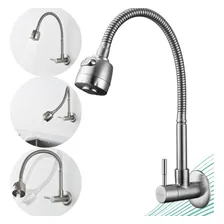 Torneira Parede Flexivel Gourmet Cozinha Moderna Aço Inox Cor Cinza Foto  mini 1