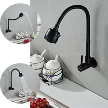 Torneira Parede Gourmet Flexivel Chuveirinho Cozinha Metal Cor Preto Foto mini 2