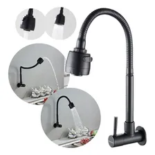Torneira Parede Gourmet Flexivel Chuveirinho Cozinha Metal Cor Preto Foto mini 1