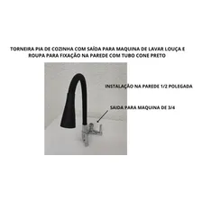 Torneira Saída Máquina Lavar Louça Parede Cone Preto C70 Foto mini  2