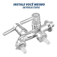Torneira Tanque Maquina De Volta Super Luxo 2 Saídas Acabamento Cromado Cor Prateado Foto mini 4
