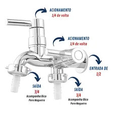 Torneira Tanque Maquina De Volta Super Luxo 2 Saídas Acabamento Cromado Cor Prateado Foto mini  2