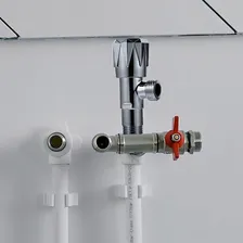 Torneira Válvula De Ângulo Conversão Água Quente Ou Fria Acabamento Cromado Cor Inox Foto mini 2