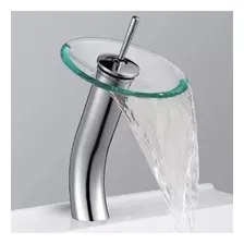 Torneira Vidro Alta Misturador Monocomando Banheiro Cascata Cor Prateado Foto mini 2