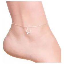 Tornozeleira Feminina Pingente Estrela Em Prata 925 LegÃtima Comprimento 26 Cm Cor Prateado Diâmetro 8.28 Cm Foto mini 2