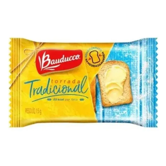 Torrada Tradicional Bauducco Sachê 15g Caixa 20 Unidades Foto 1