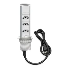 Torre 3 Tomadas Antichoque Retrátil Multiplug Embutir Mesa Foto mini 4
