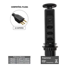 Torre De Tomada Retrátil Multiplug Usb A Usb C 3 Tomadas 10a Foto mini 3