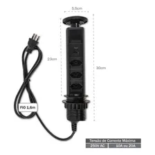 Torre De Tomada Retrátil Multiplug Usb A Usb C 3 Tomadas 10a Foto mini 2