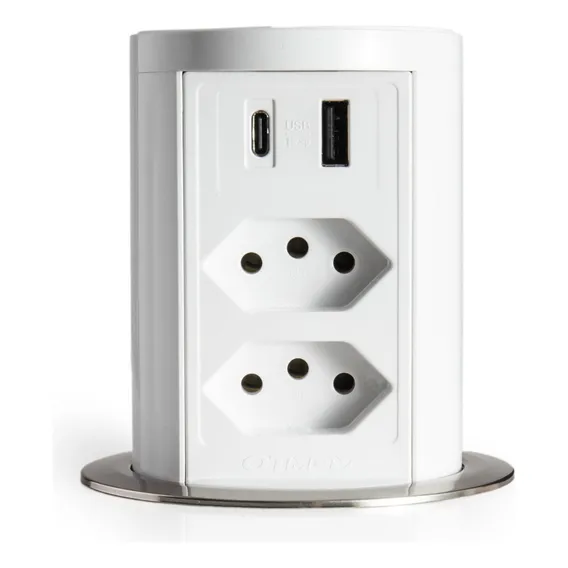 Torre Multiplug 2 Tomadas + 2usb (a+c) + Indução Grafite Foto 1