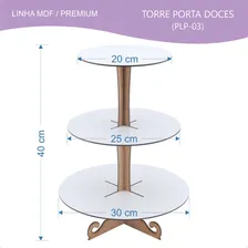 Torre Porta Doces 3 Andares Decoração De Festa Mdf Branco Foto mini 2