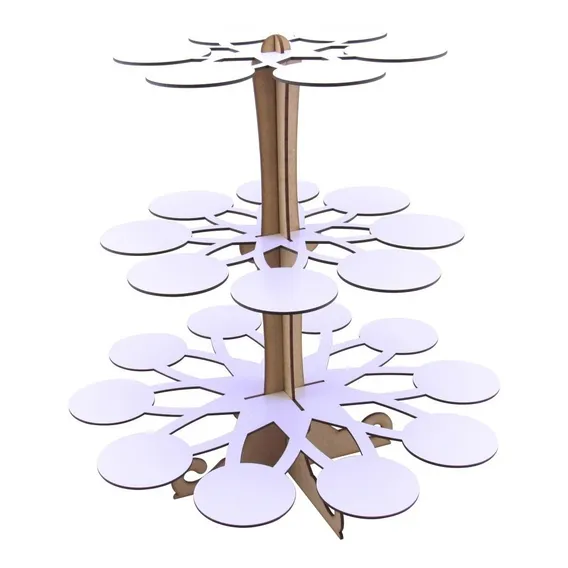 Torre Porta Doces Mdf Cupcake Provençal - Premium - Branco Foto 1